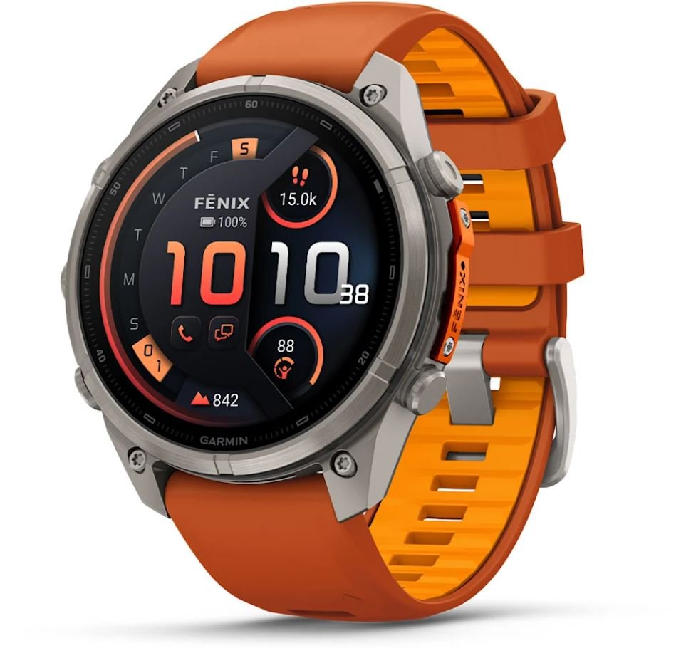 Garmin Smartwatch Fenix 9 Pro inReach AMOLED 47mm Titanium w/ Autumn Orange/Spark Orange Band