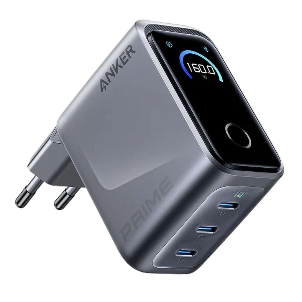 USB Universal Power Charger Anker Prime 160W (3 Ports, Smart Display) Silver