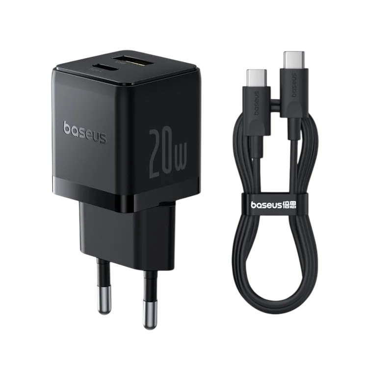 USB Universal Power Charger Baseus Palm 20W w/USB-C Cable Black