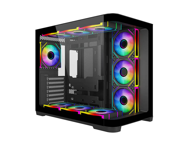 ATX Midi Tower Case SAMA 2851A Black ARGB w/USB 3.0, Type-C, 4x 120mm LED Fans