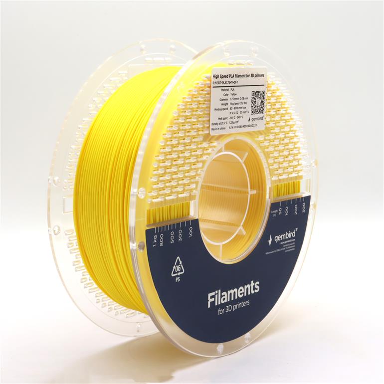 Filament for 3D Printer PLA High Speed 1.75mm Gembird Yellow