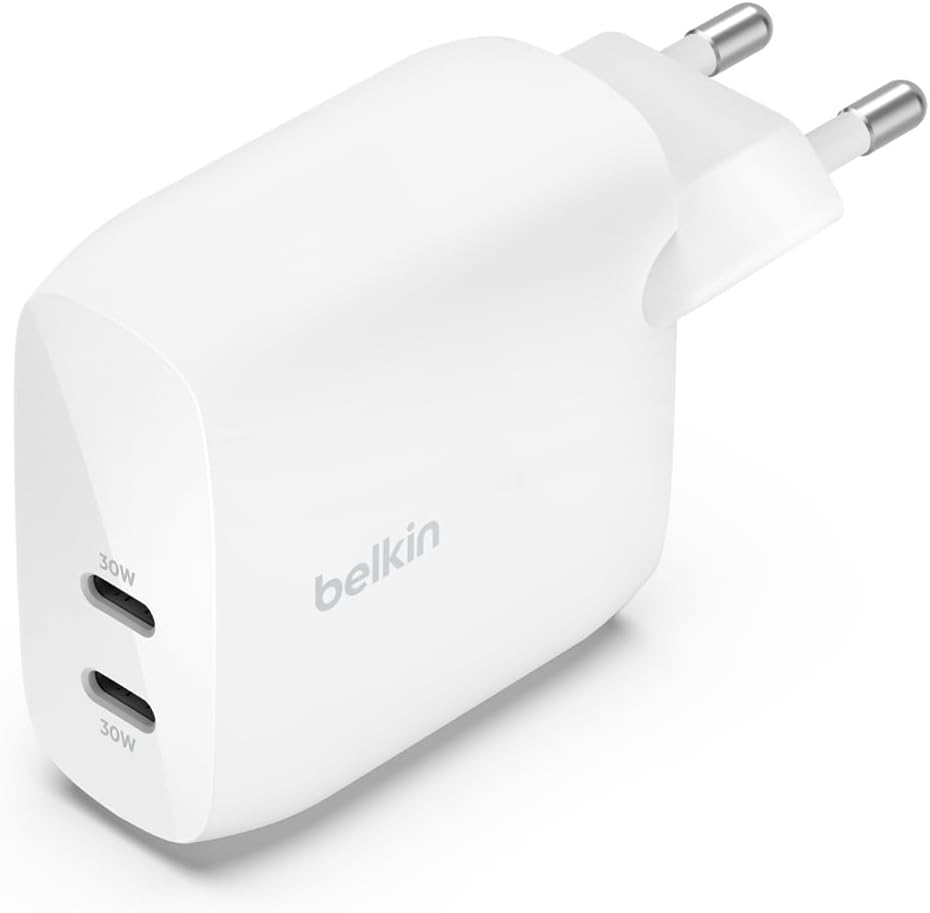 USB Universal Power Charger Belkin 60W PD PPS 2x USB Type-C White