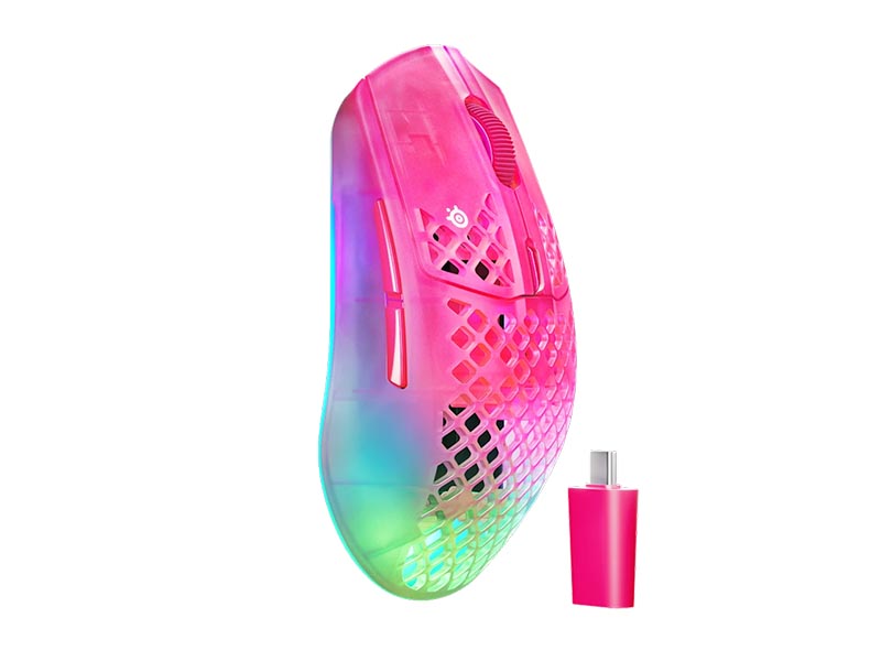 Mouse SteelSeries Aerox 3 Gen 2 Wireless/Bluetooth Gaming Optical RGB, AquaBarrier IP54, MagentaHaze
