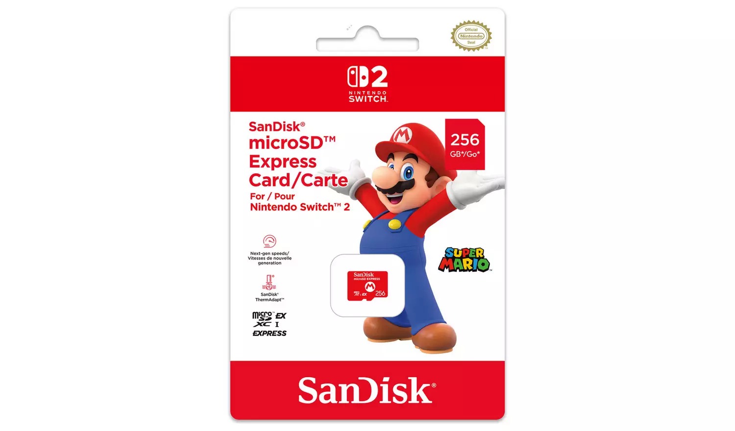 Secure Digital Micro Express SanDisk 256GB SDXC 800MB/s UHS-I/U3/A1 for Nintendo Switch 2