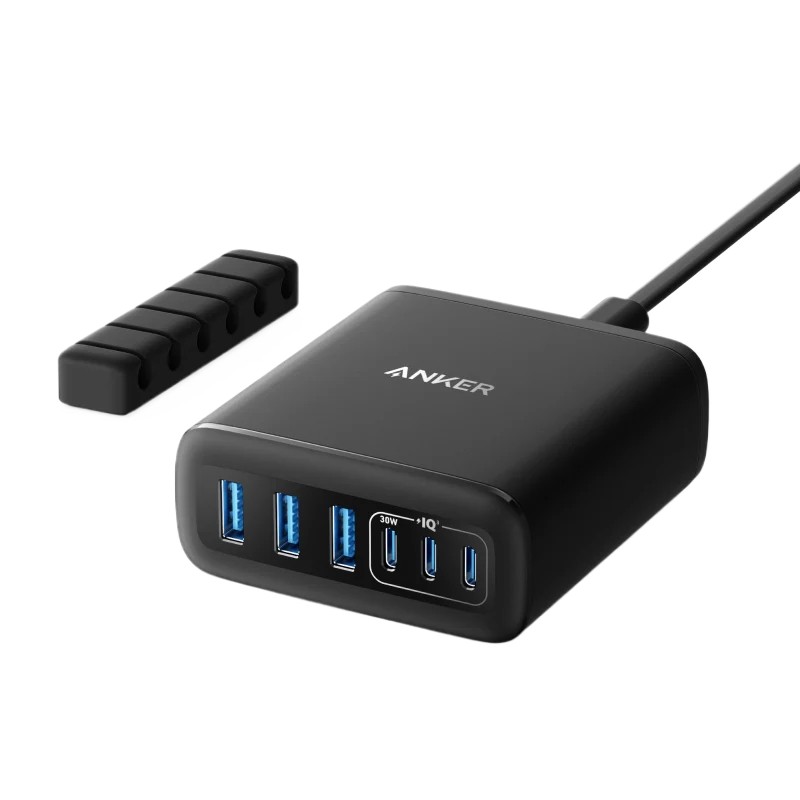 USB Universal Power Charger Anker 112W (6 Ports, GaN) Black