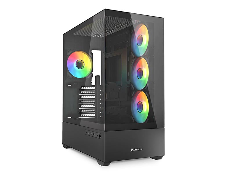 ATX Midi Tower Case Sharkoon AK6 Black ARGB w/2xUSB 3.0, Type-C USB 3.2, 4x 120mm Fans