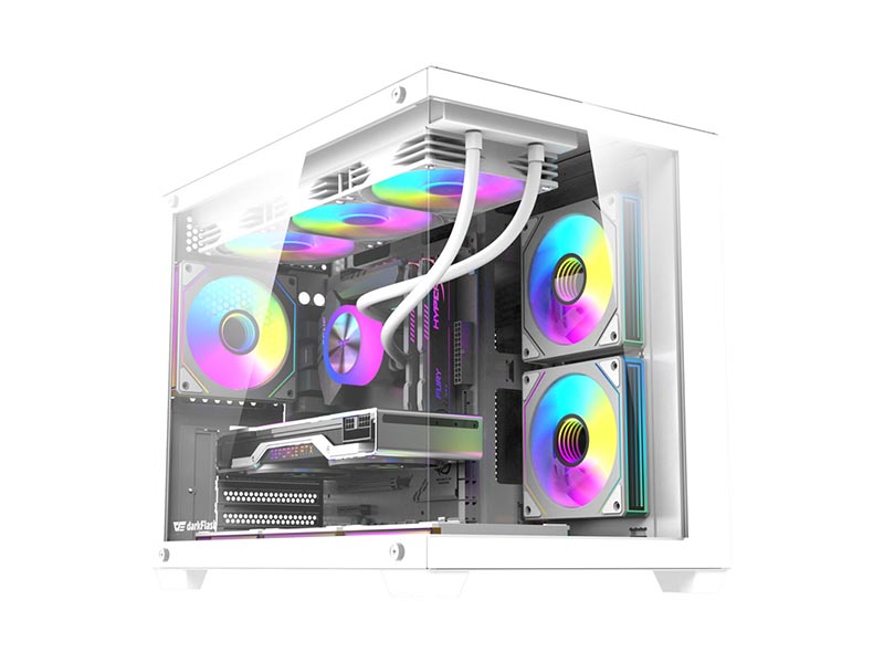 ATX Micro Tower Case DarkFlash B275 PRO White w/USB 3.0, USB 2.0, 6x 120mm LED Fans