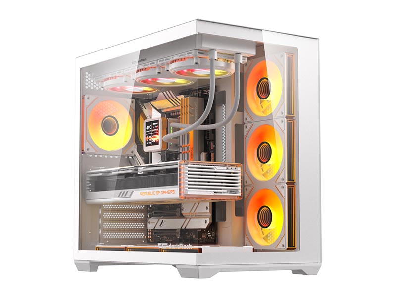 ATX Midi Tower Case DarkFlash C280 White w/USB 3.0, USB 2.0, 7x 120mm LED Fans
