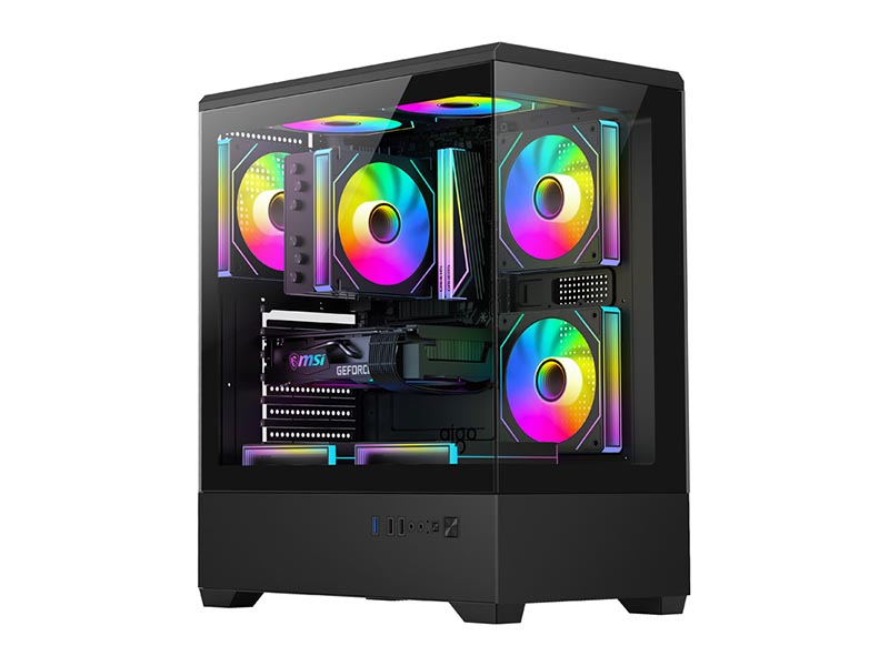 ATX Midi Tower Case DarkFlash C365 Black w/USB 3.0, USB 2.0, 5x 120mm LED Fans