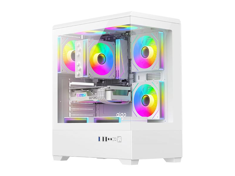 ATX Midi Tower Case DarkFlash C365 White w/USB 3.0, USB 2.0, 5x 120mm LED Fans