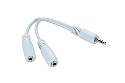 Cable Stereo Plug 3,5mm to Double Stereo Sockets 3,5mm 10cm audio White