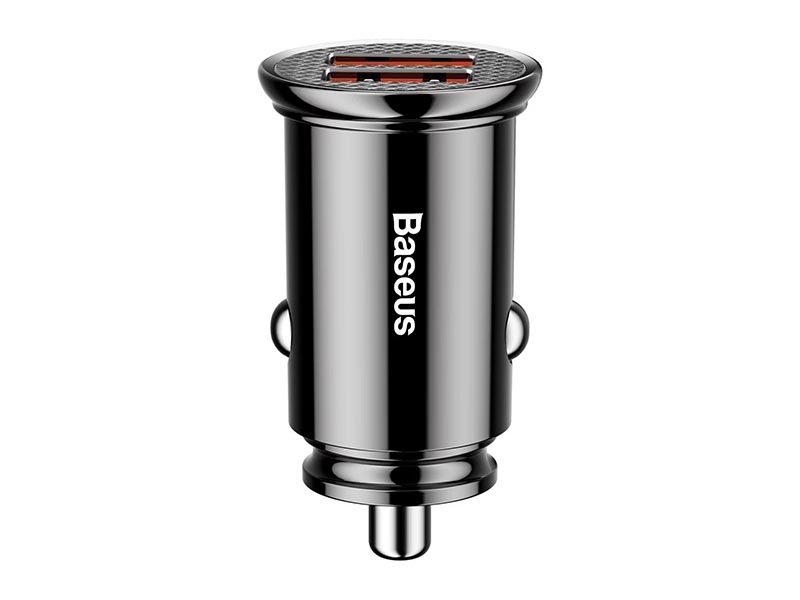 USB Universal Car Charger Baseus Circular 2xUSB Type-A QC3.0 30W Black