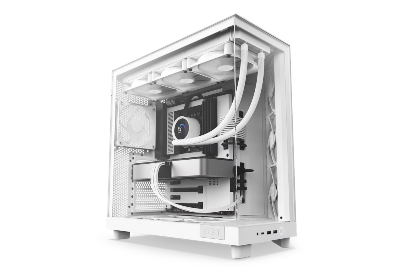 ATX Mid Tower Case NZXT H6 Flow White RGB w/2x USB 3.2, Type-C, 3x 120mm(RGB Core)