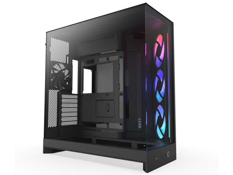 ATX Midi Tower Case NZXT H9 Flow (2025) RGB Black w/USB 3.2, Type-C, 1x 420mm (F420 RGB), 1x F120Q