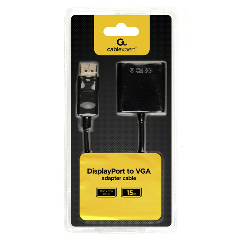 Display Port to VGA Adapter Gembird Black Blister