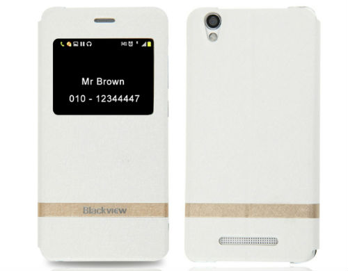 Flip Case w/Window for Blackview A8 Leather Pearl White