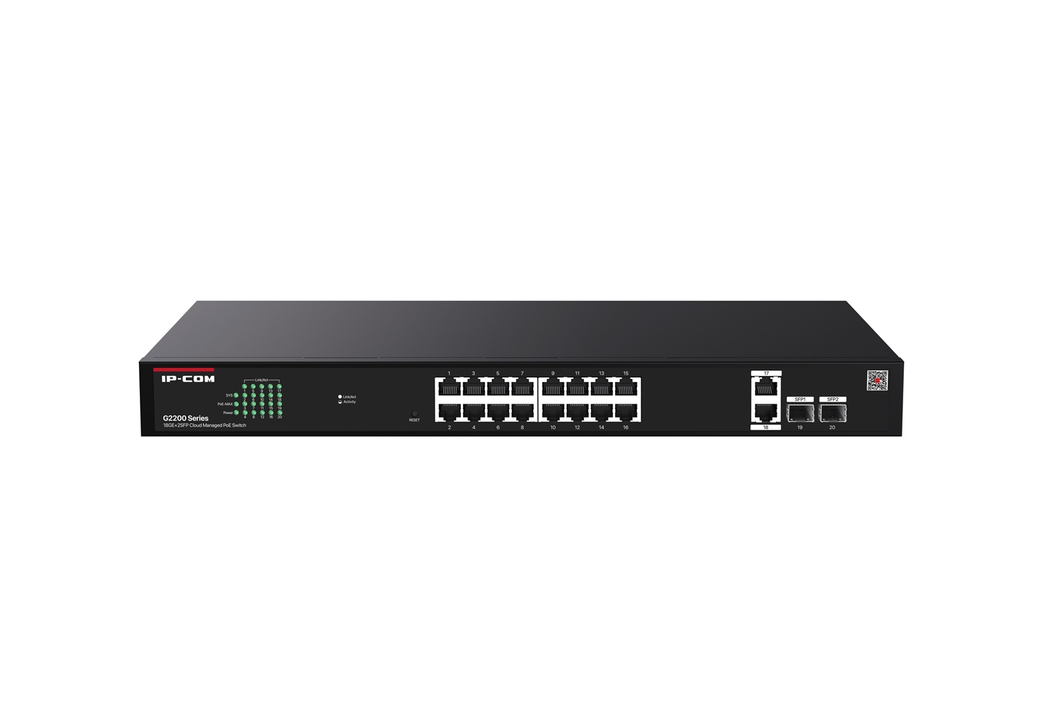 IP-COM Switch 16Port Gigabit 18xGE 2xSFP PoE 250W G2220P Cloud Managment Rackmount