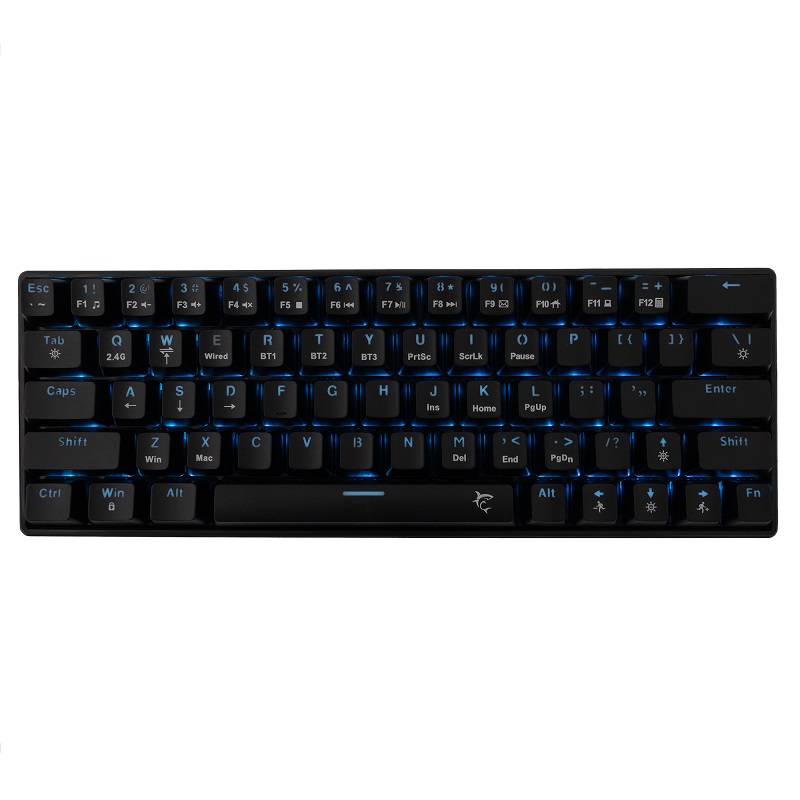Keyboard White Shark Gaming Premium Kaiken 60% Mechanical RGB Black Red Switch BT 2.4GHz
