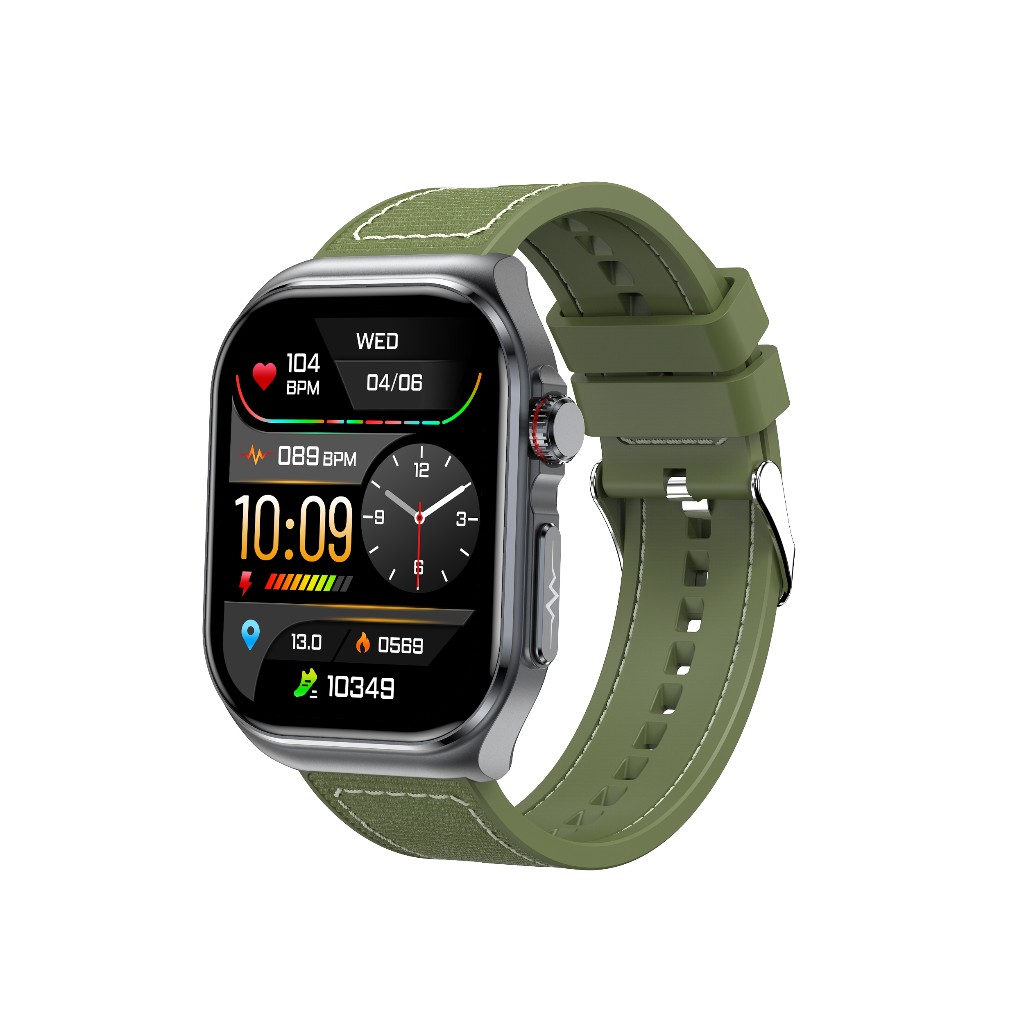 North Edge Healthcare Watch ET585 Amoled Green with Screen Health Monitoring, Bluetooth Call