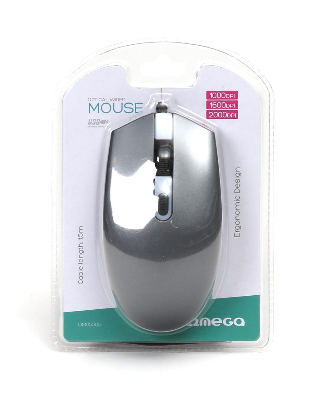 Mouse Omega OM-0550 3D Optical Grey 2000DPI USB