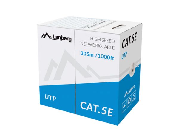 UTP Cable Cat5e 305m Lanberg Solid Gray CCA