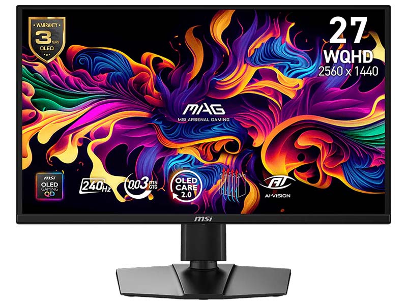 Monitor 27" MSI MAG 272QP QD-OLED X24 240Hz, 0.03ms, 2560x1440 WQHD,HDMIx2,DP,Type-C(15W PD),HAS