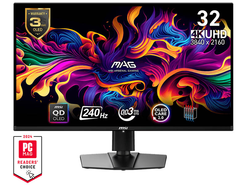 Monitor 32" MSI MAG 321UPX QD-OLED, 240Hz, 0.03ms, 3840x2160 UHD, HDR400, HDMIx2, DP, Type-C, HAS