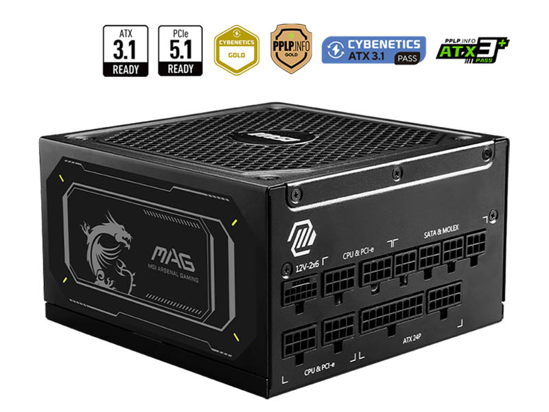 PSU 1000W MSI MAG A1000GL PCIE5 II 80 PLUS Gold Full Modular 12VHPWR