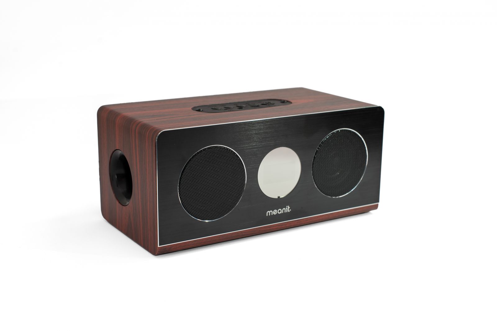 Speaker MeanIT Bluetooth B5 Rechargeable w/Clock, Alarm, microSD Wooden