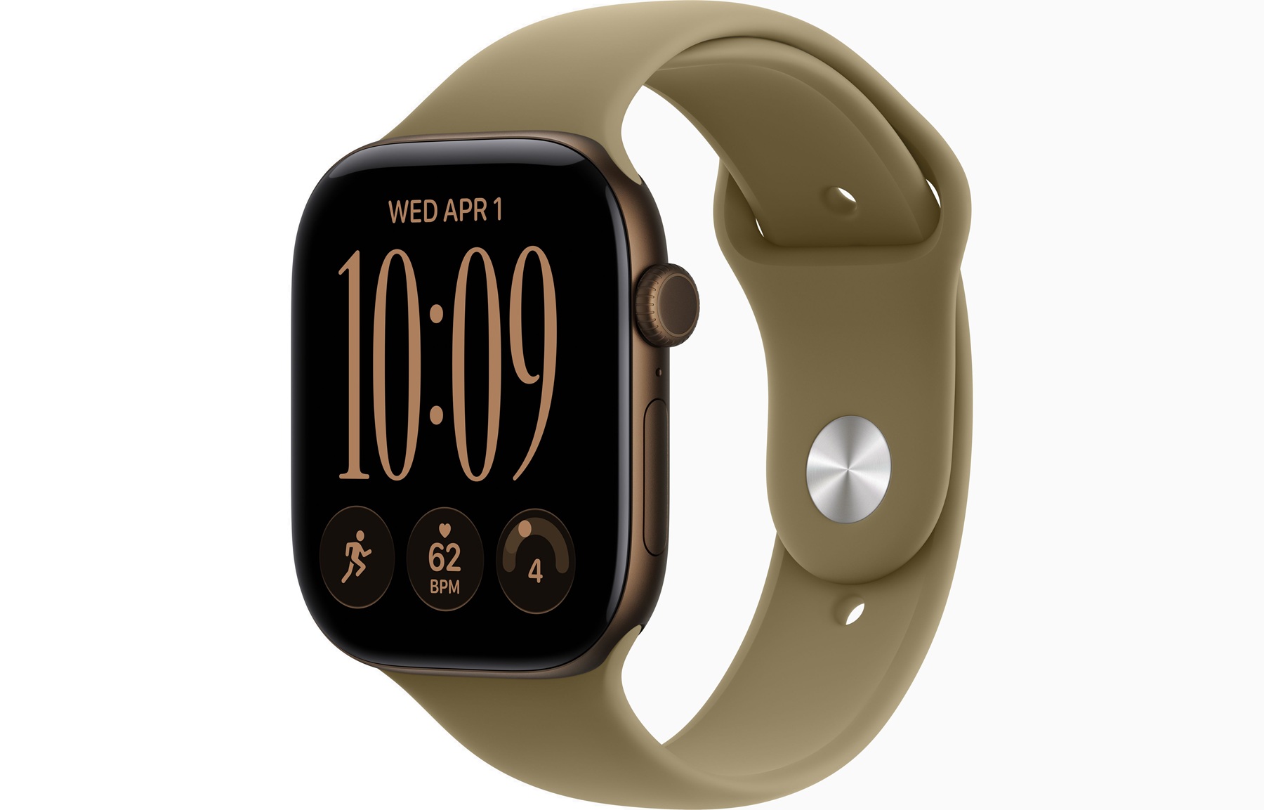 Apple Watch Series 12 GPS 46mm Dark Bronze Aluminium Case with Olive Sport Band M/L