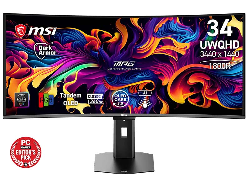 Monitor 34" MSI MPG 341CQR QD-OLED X36,360Hz,3440x1440 UWQHD 21:9,HDR500,HDMIx2,DP,Type-C(98W PD)
