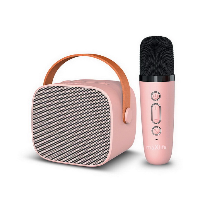 Speaker Maxlife MXKS-100 Mini Party KARAOKE w/BT, Microphone. microSD, USB, AUX-IN, LED Pink