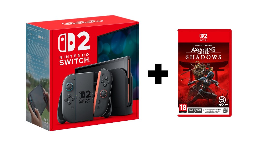 Nintendo Switch 2 Console Black EU w/Mario Kart World + AC Shadows Bundle (Black/Red)