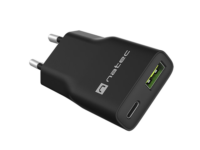 USB Universal Power Natec Ribera GaN Slim PD 20W USB & Type-C Black