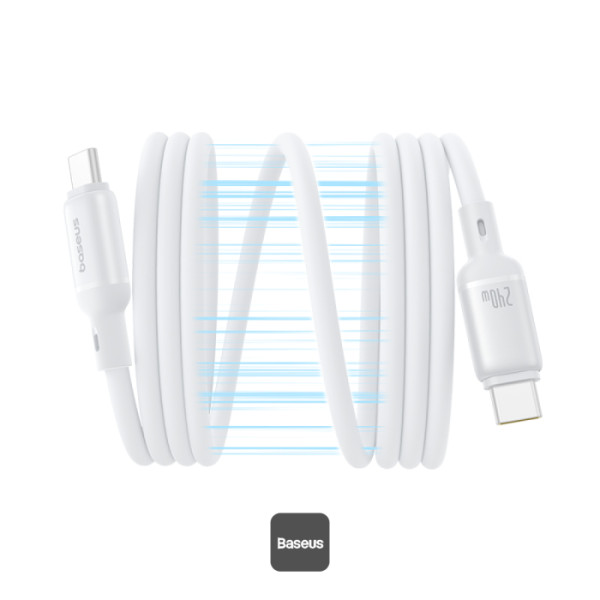 Cable USB 2.0 Type-C to Type-C 1m Baseus PicoGo Magnetic 240W Silicone White