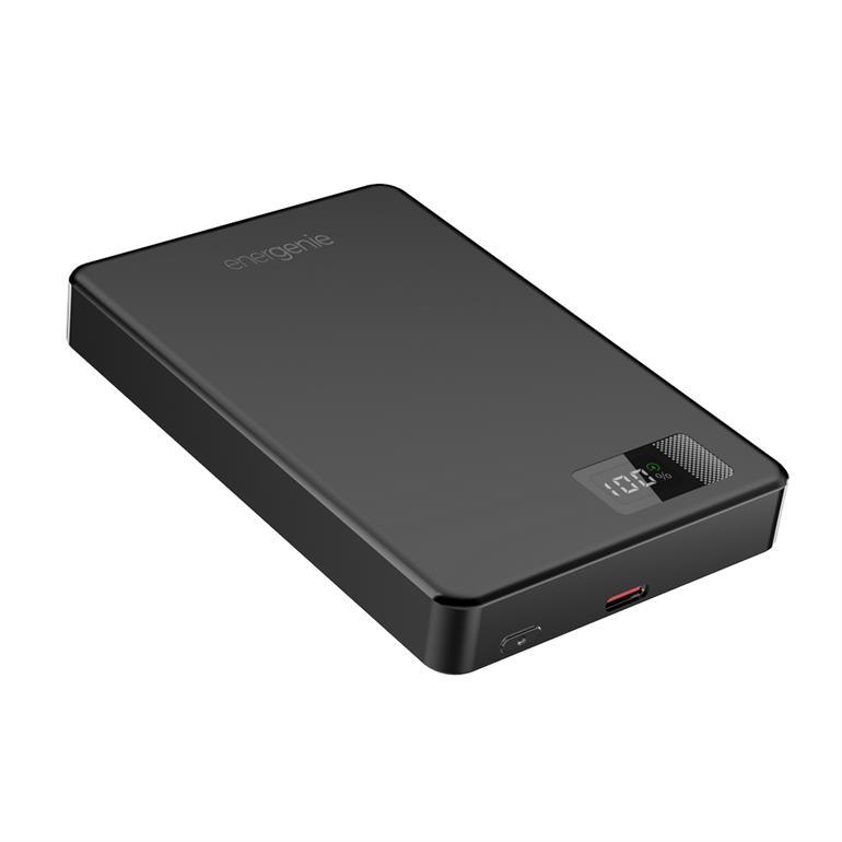 Power Bank Gembird 15W Wireless Charge Slim LCD 10000mAh Magnetic Black