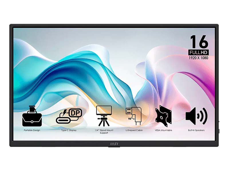 Monitor 15.6" MSI Portable PRO MP165 E6 IPS, FHD, 2xType-C,HDMI, Alt mode, 15W PD, Speakers, Tilt