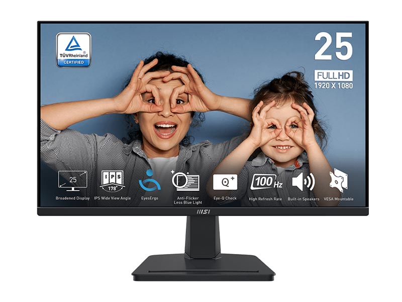 Monitor 25" MSI PRO MP251 IPS, 100Hz, FHD, HDMI, VGA, Speakers, Tilt, Frameless, VESA