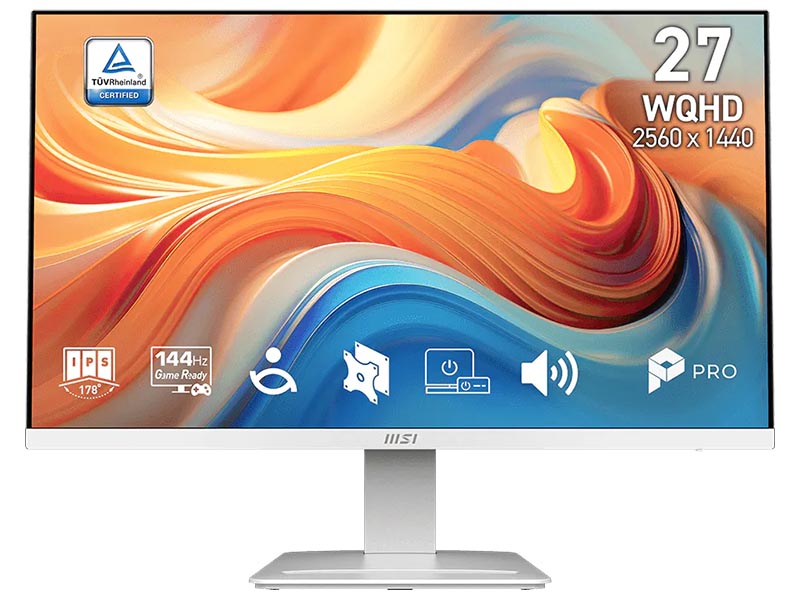 Monitor 27" MSI PRO MP273QW E14 IPS,144Hz,Gaming,1ms,2560 x 1440 WQHD,HDMIx2,DP,Speakers,VESA, White