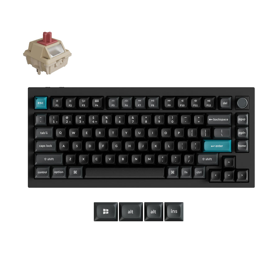 Keyboard Keychron Q1 Ultra 8K 75% FF Wireless Swappable RGB Silk POM Red - Black