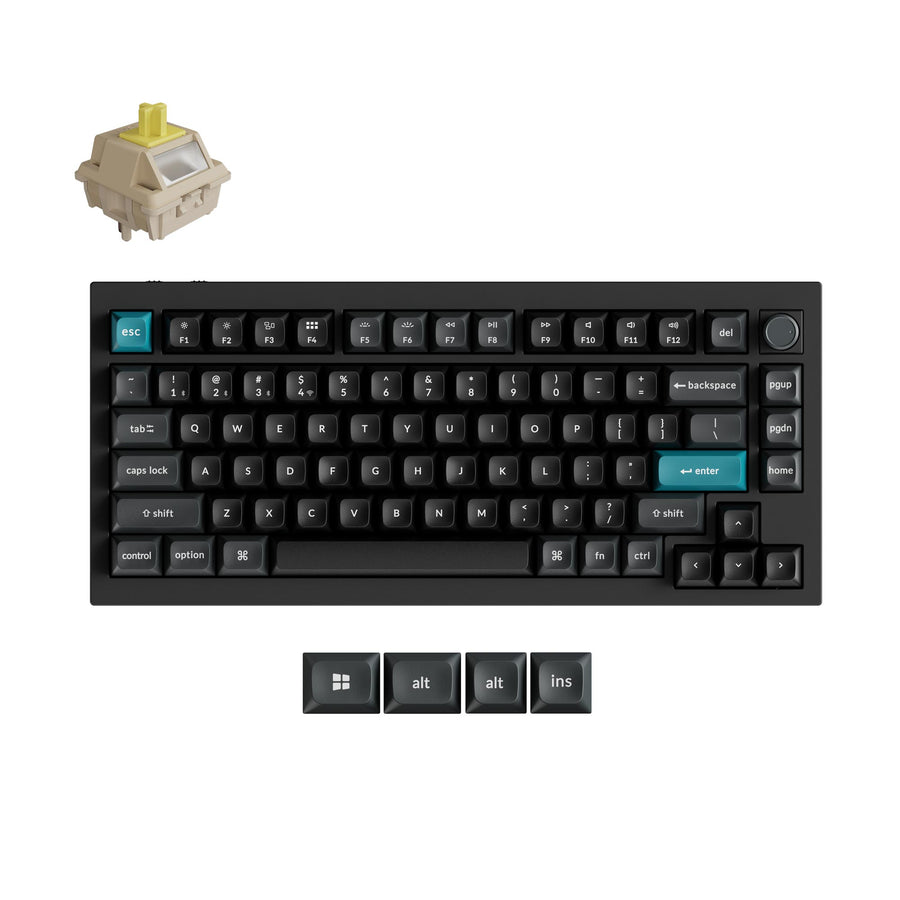 Keyboard Keychron Q1 Ultra 8K 75% FF Wireless Swappable RGB Silk POM Banana - Black