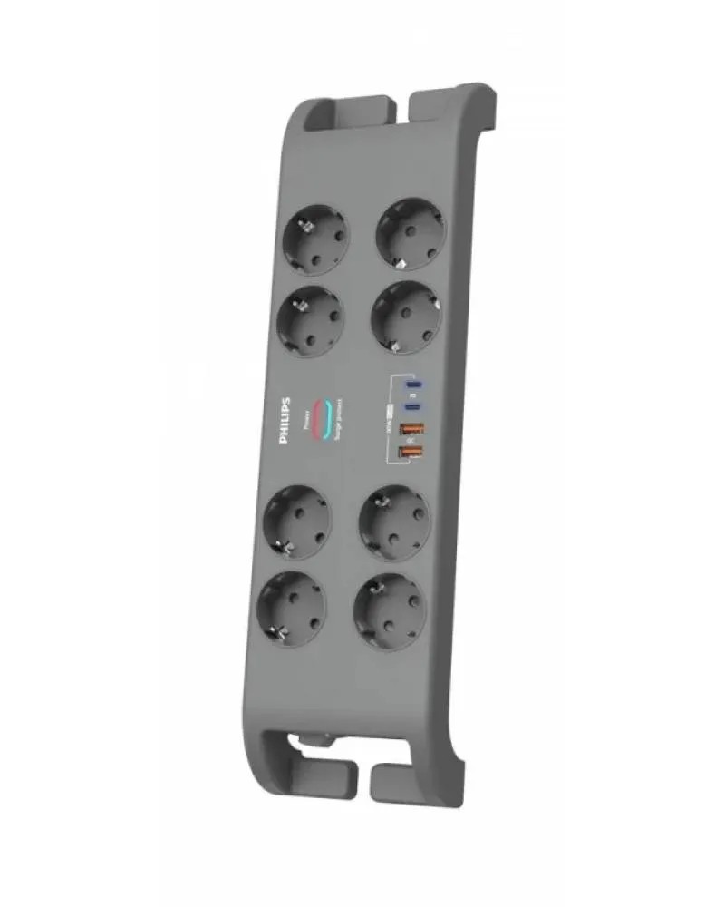 Power Protector Philips 2m 8 Sockets + 2xUSB Ports & 2xUSB-C Port