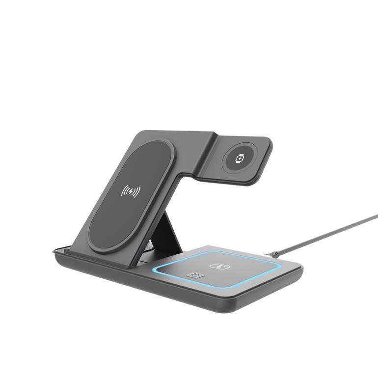 Wireless Charger Gembird TA-WPC31S-01-BK Magnetic 15W 3in1 Black