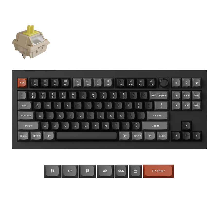Keyboard Keychron V3 Ultra 8K 80% Wireless Swappable RGB Backlight Gateron Jupiter Banana - Black