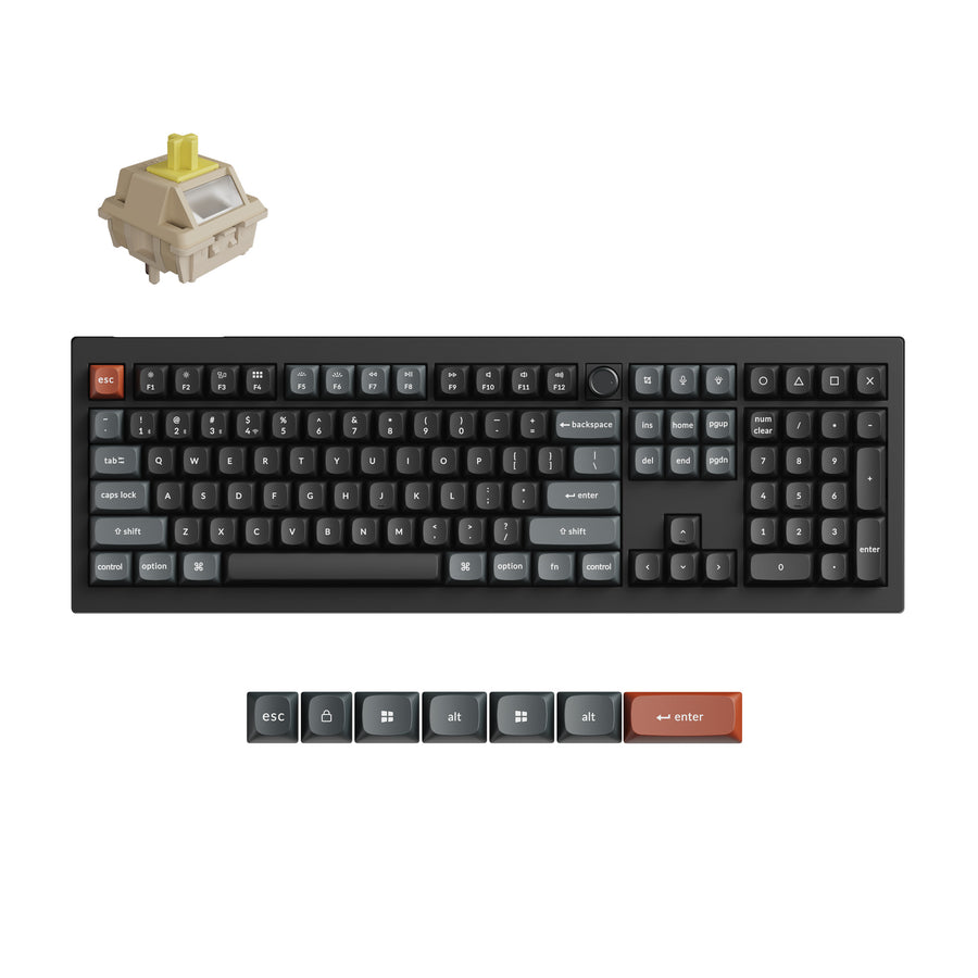 Keyboard Keychron V6 Ultra 8K Wireless Full-Size Swappable RGB Gateron Jupiter Banana Switch - Black