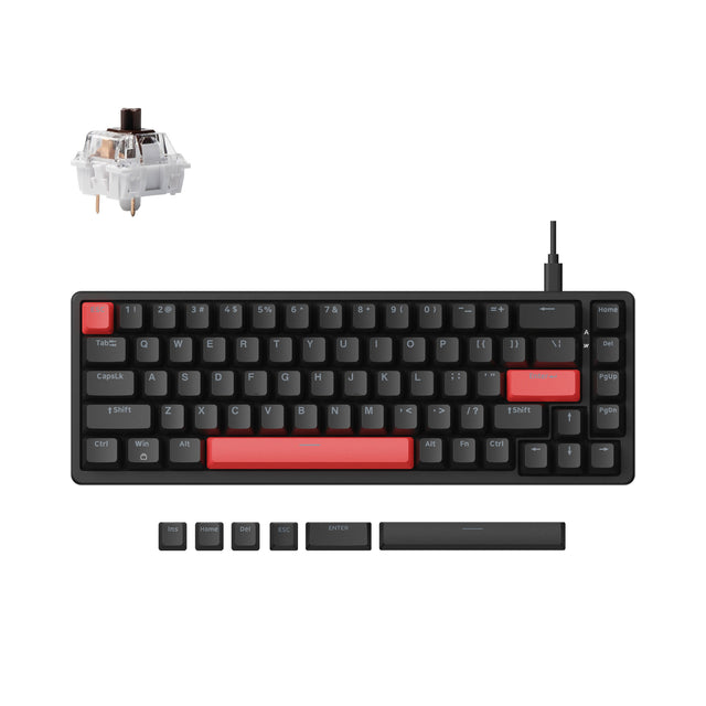 Keyboard Keychron Lemokey X6 65% QMK Wired Mechanical Brown Switch - Black w/Red Backlight