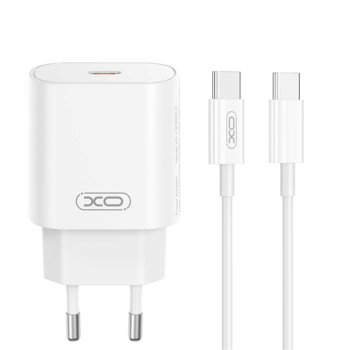 USB Universal Power Charger XO 25W Type-C w/USB-C Cable White