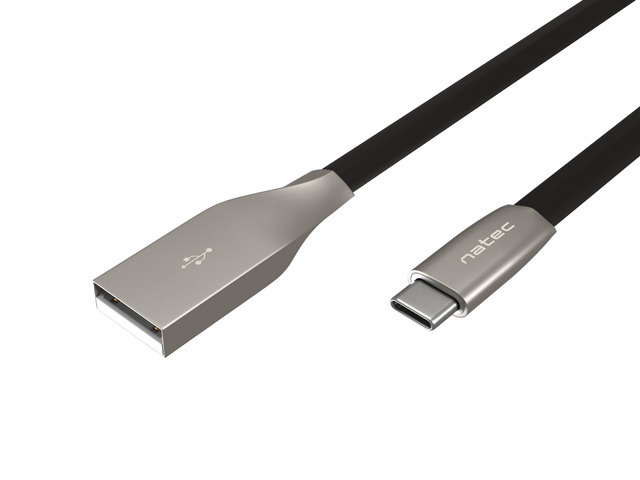 Cable USB 2.0 A-plug to Type C 1m Natec Prati 36W Black Metal