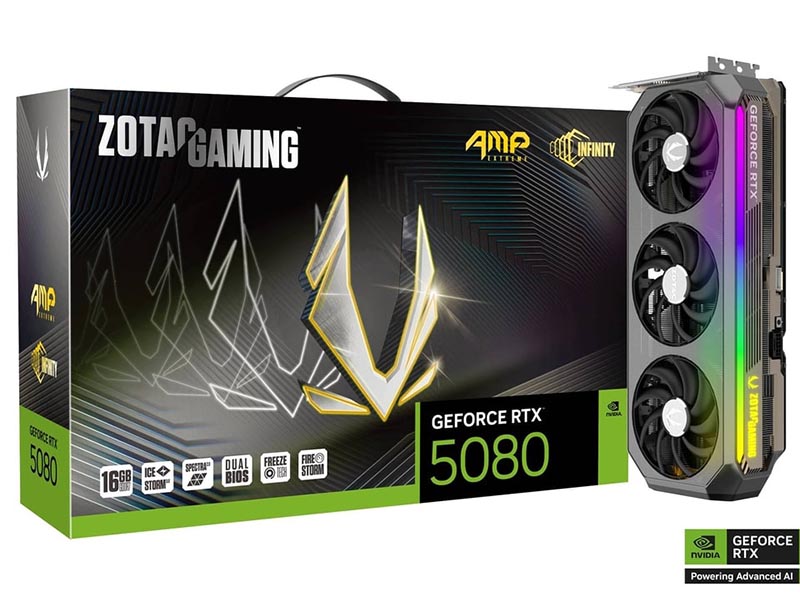 Zotac GeForce RTX 5080 AMP Extreme INFINITY16GB GDDR7 HDMI/3xDP/DX12U/PCIe 5.0/IceStorm 3.0